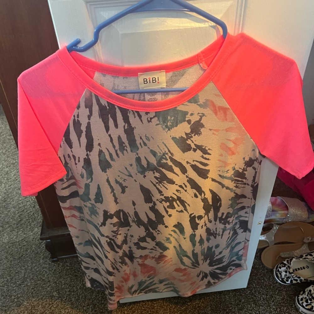Bibi brand- tie dye too with neon pink sleeves. Never worn.